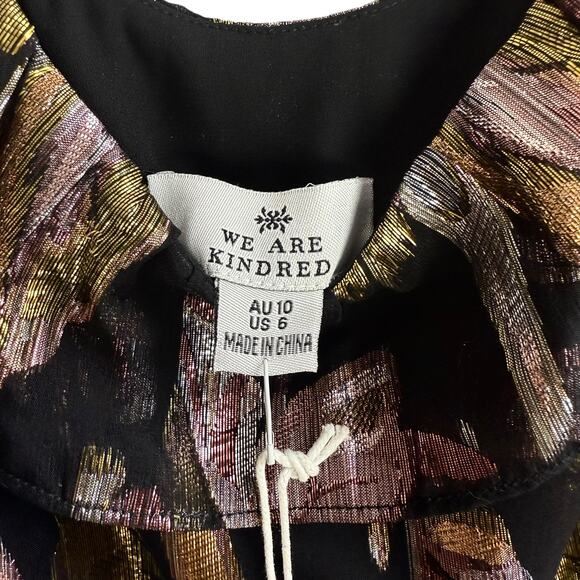 New w/ Tags WE ARE KINDRED silk metallic floral dress HARLOW FLOUNCE gown. - Picture 11 of 17